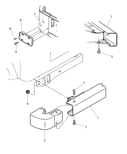 1998 Jeep Wrangler Bumper, Rear Diagram