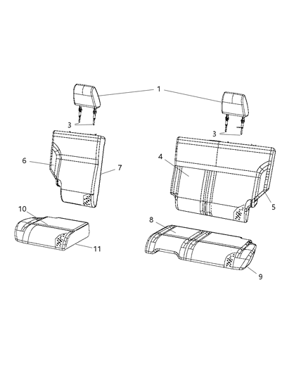 2008 Dodge Nitro Rear Seat - Split Seat Diagram 1