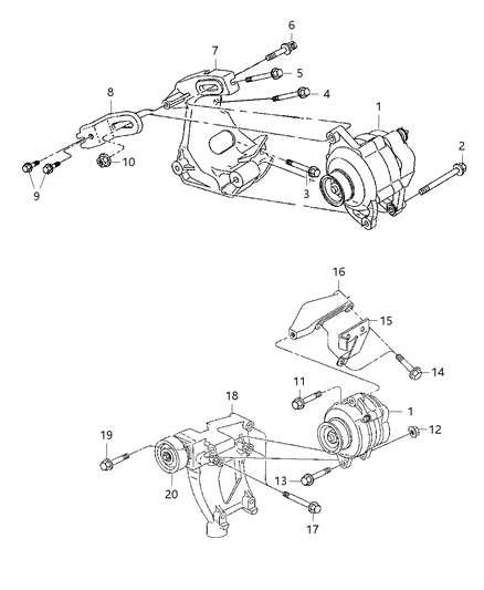 2000 Chrysler Sebring Convertible Alternator & Pulley Diagram