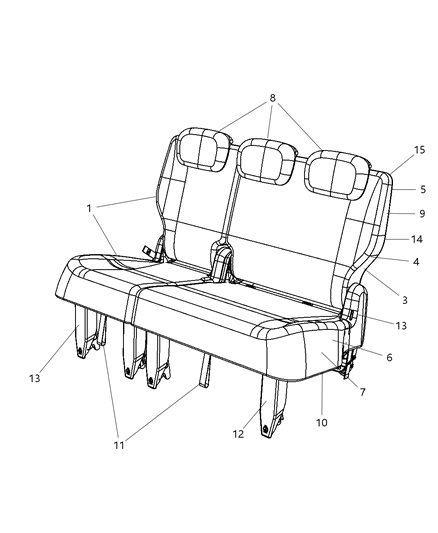 2008 Chrysler Town & Country Seat Cushion Foam Diagram for 68028297AA