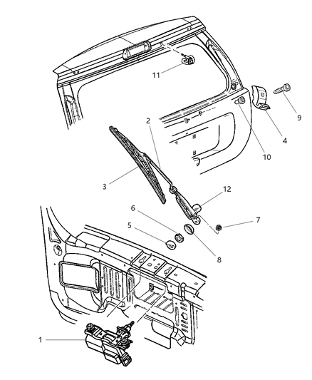 2002 Jeep Grand Cherokee Arm WIPER-LIFTGATE WIPER Diagram for 5012610AB