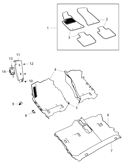 2020 Dodge Charger Covering-Front Floor Diagram for 5NW01DX9AB