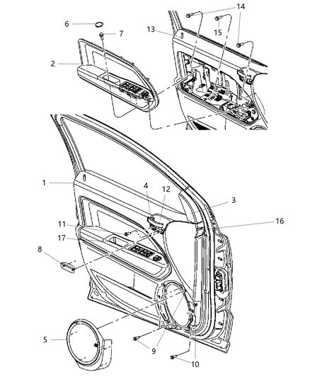 2014 Jeep Compass BOLSTER-Front Door Diagram for 5SB441K2AA