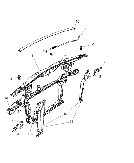 2008 Dodge Nitro Hood Latch Diagram for 4589484AA