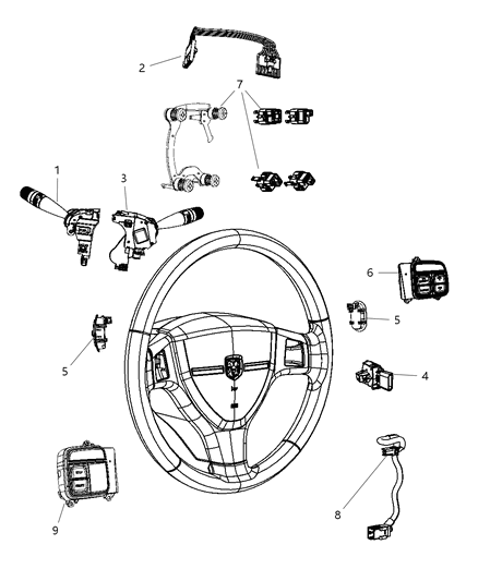 2011 Jeep Compass Switches - Steering Column & Wheel Diagram