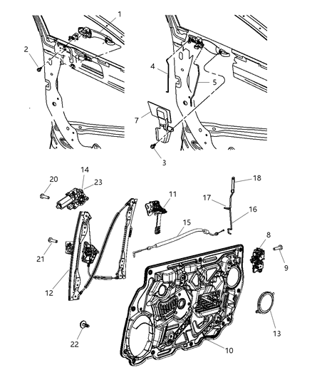 2007 Chrysler Sebring Cable-Inside Handle To Latch Diagram for 68020574AA