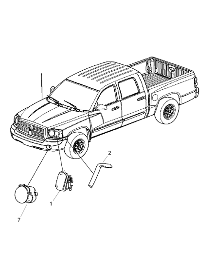 2005 Dodge Dakota Lamps - Front End Diagram