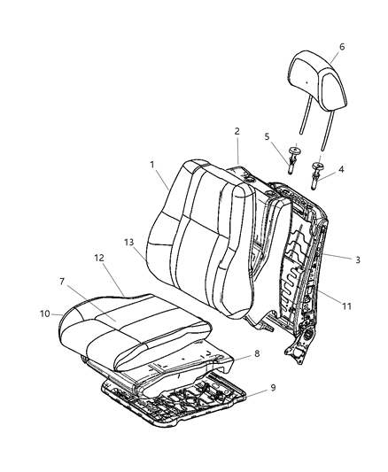 2007 Jeep Grand Cherokee Front Seat Back Cover Diagram for 1JF001J3AA