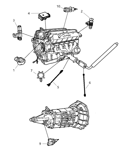 2005 Dodge Viper Sensors - Powertrain Diagram