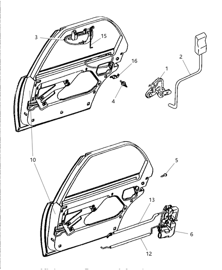 1997 Chrysler Concorde Door, Rear Exterior Handle & Links Diagram