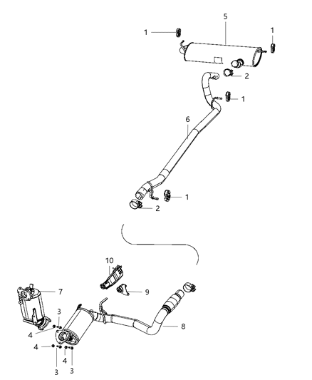 2011 Jeep Wrangler Muffler-Exhaust Extension Diagram for 5147037AB