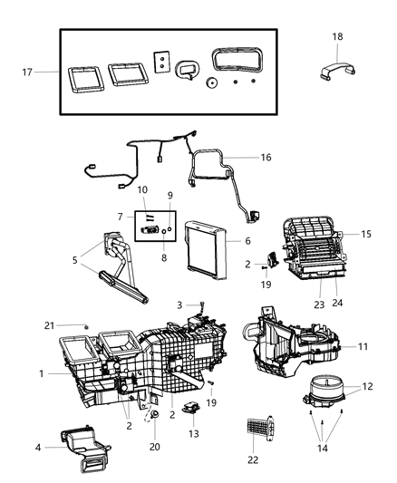 2018 Ram 1500 A/C & Heater Unit Diagram