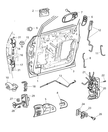 2007 Dodge Caravan Handle-Front Door Exterior Diagram for RP71EVJAC