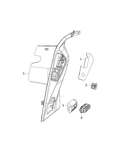 2017 Dodge Grand Caravan Switches, Power Liftgate & Rear Seat Power Recliner Diagram