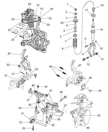 1998 Dodge Stratus Suspension - Front Diagram