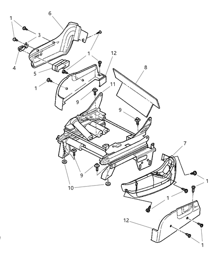 2003 Dodge Grand Caravan Front Seat - Attaching Parts Diagram 2