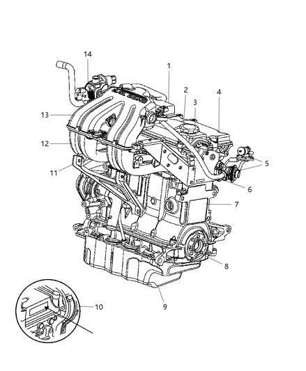 2007 Chrysler Town & Country Engine Assembly , Identification & Components Diagram 1