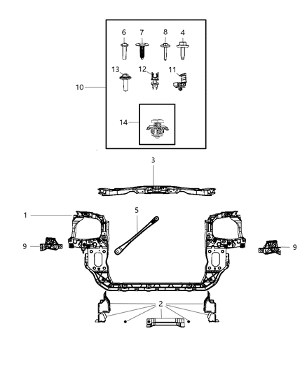 2009 Chrysler Town & Country Fasteners-Front End Module Diagram for 5113497AA