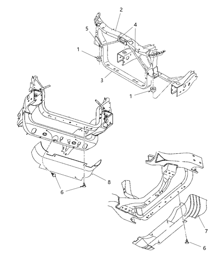 2003 Dodge Durango Radiator Closure & Air Deflector Diagram