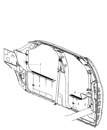 2017 Ram 5500 Cowl Side Panel & Scuff Plates Diagram