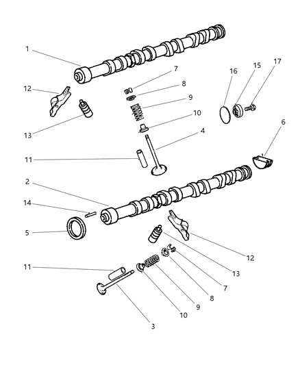 2002 Chrysler PT Cruiser Camshaft & Valves Diagram