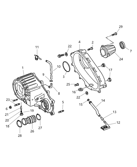 2006 Dodge Durango Front Transfer Case Cover Diagram for 5103261AB