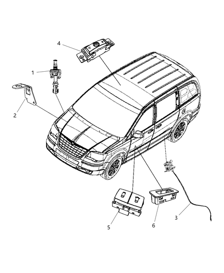 2009 Chrysler Town & Country Switches Body Diagram