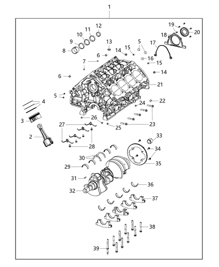 2014 Ram 3500 Engine Cylinder Block & Hardware Diagram 2