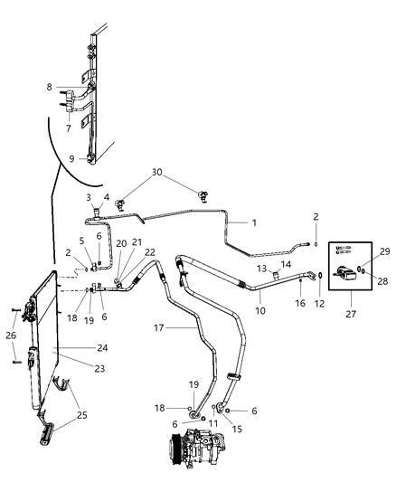 2010 Dodge Ram 3500 Pickup A/C Plumbing Diagram