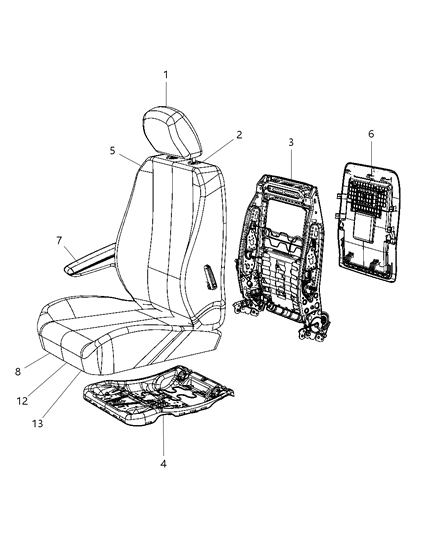 2012 Dodge Grand Caravan Front Seat Cushion Cover And Foam Diagram for 1UR67HL5AA