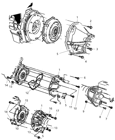 1999 Jeep Cherokee Clutch Housing & Pan Diagram