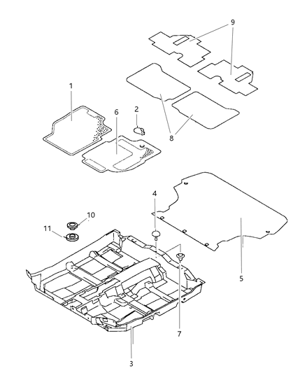 1999 Chrysler Sebring Coupe Carpets & Mats Diagram