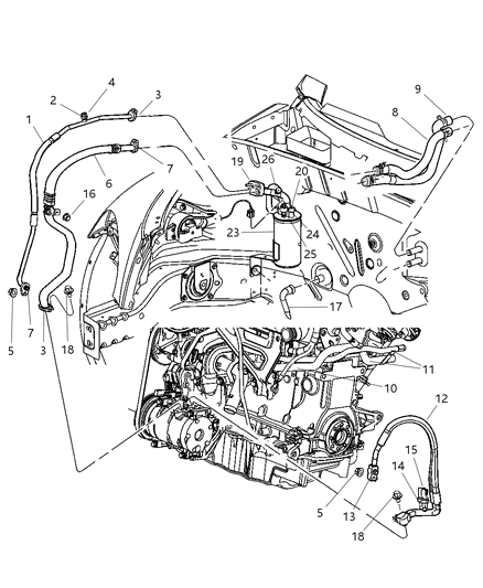 2005 Chrysler PT Cruiser Plumbing - A/C & Heater Diagram 2