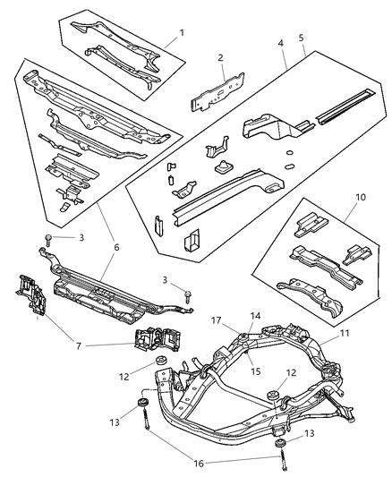 2004 Chrysler Concorde INSULATOR-Cradle Diagram for 4782242AA