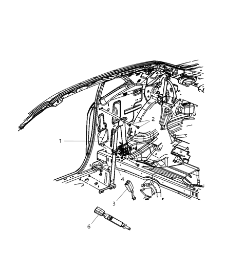 2009 Dodge Challenger Front Inner Seat Belt Right Diagram for 1JZ721DVAB