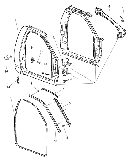 2007 Dodge Ram 1500 Aperture Panel Bodyside Diagram 1