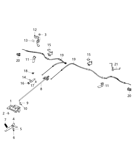 2016 Ram ProMaster 3500 Park Brake Assembly & Cables Diagram