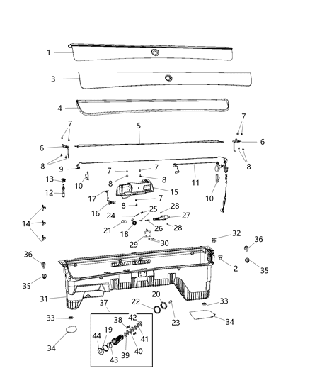 2015 Ram 3500 APPLIQUE-Storage Bin Diagram for 1WX171AUAA