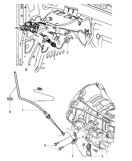 2016 Ram 2500 Gearshift Lever , Cable And Bracket Diagram 2