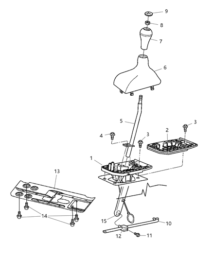 2005 Dodge Ram 2500 Gearshift Control & Skid Plate Diagram