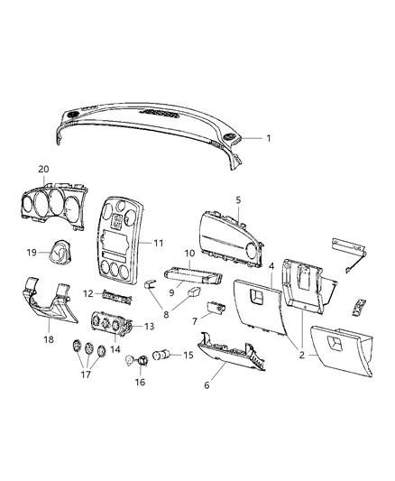 2009 Chrysler PT Cruiser Latch-GLOVEBOX Door Diagram for 1JQ68BDAAA