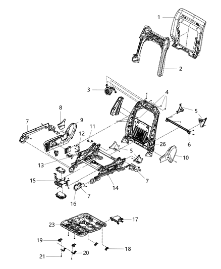 2019 Dodge Durango Frame St-Front Seat Back Diagram for 4610316AM