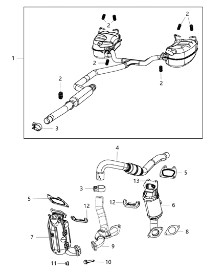 2017 Dodge Journey Exhaust Muffler Resonator And Tailpipe Diagram for 5147032AG