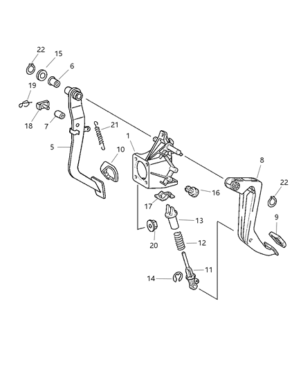 2007 Chrysler Crossfire Clutch Pedal & Related Parts Diagram