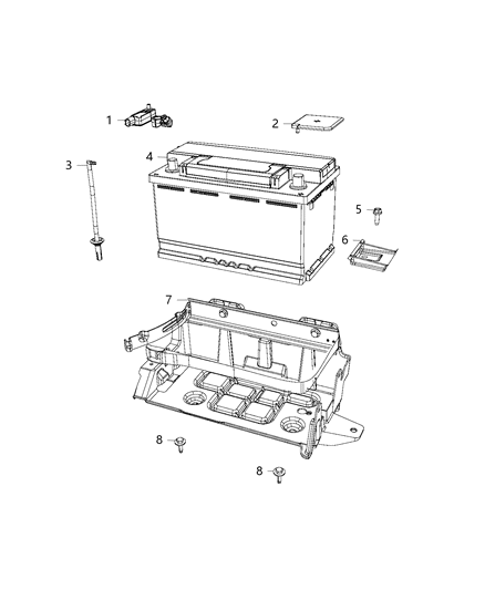 2017 Dodge Challenger Tray, Sensor, Battery & Battery Diagram