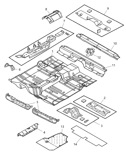 2003 Dodge Stratus CROSSMEMBER-Rear Floor Diagram for 4646116AC