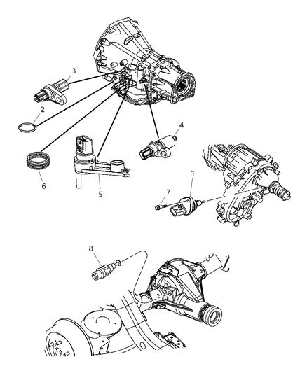 2005 Jeep Wrangler Sensors - Drivetrain Diagram