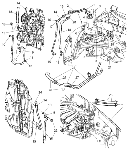 2005 Chrysler PT Cruiser Plumbing - A/C & Heater Diagram 3