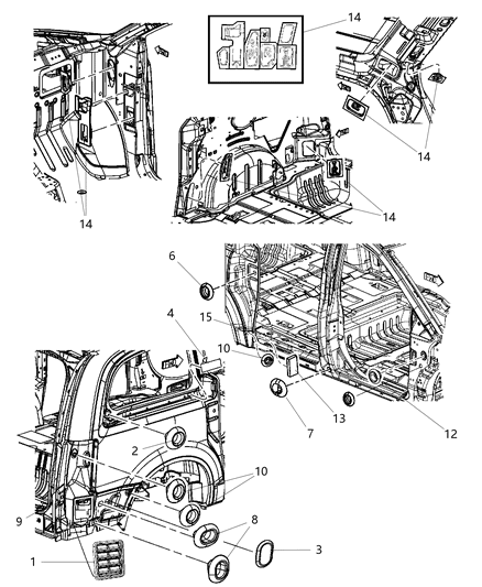 2013 Chrysler Town & Country Body Plugs & Exhauster Diagram