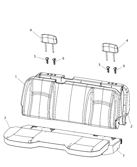 2011 Ram 1500 Quad Cab Rear Seat - Bench Diagram 1